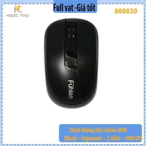 Chuột Không Dây Fuhlen A09G (Black) – Ergonomic – 2.4GHz – 1000 DPI – Chính hãng – Full VAT