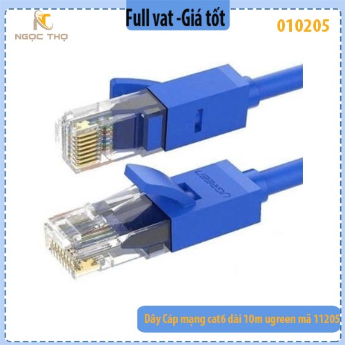 Dây cáp mạng Cat6 UGREEN 11205 dài 10m – Màu xanh dương – Chính hãng – Full VAT