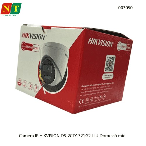 Camera IP HIKVISION DS-2CD1321G2-LIU – 2MP Full HD – Dome trong nhà – có mic – hồng ngoại 20m – Smart Light – chính hãng