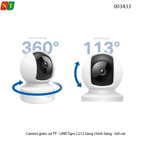 Camera Wi-Fi TP-Link Tapo C212 – 3MP 2K, quay quét 360°, IR 10m, đàm thoại 2 chiều – Chính hãng – Full VAT – BH 24T