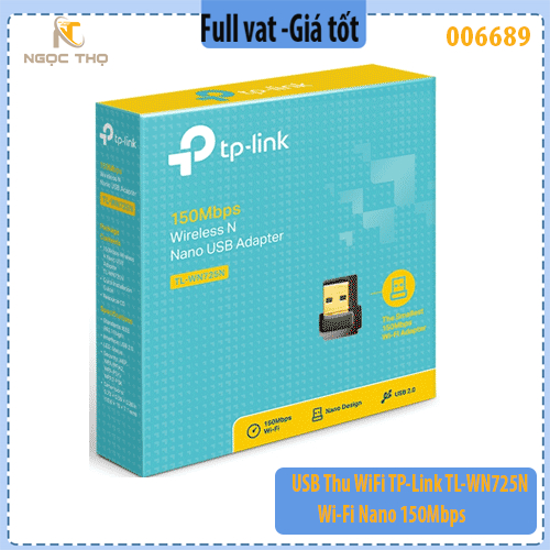 USB Thu Wi-Fi TP-Link TL-WN725N – WiFi Nano 150Mbps – Chuẩn N – Nhỏ Gọn, Sóng Khỏe – Hàng Chính Hãng – Full VAT