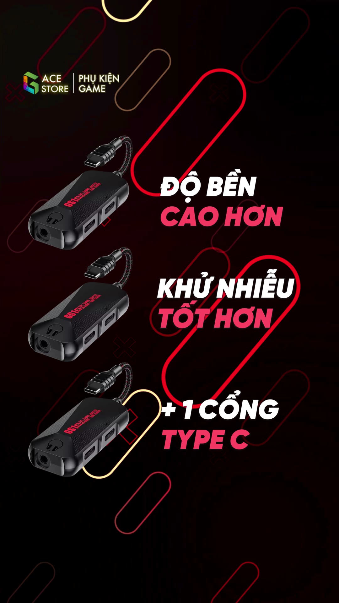 Vừa cắm sạc vừa cắm tai nghe chơi game khử nhiễu
