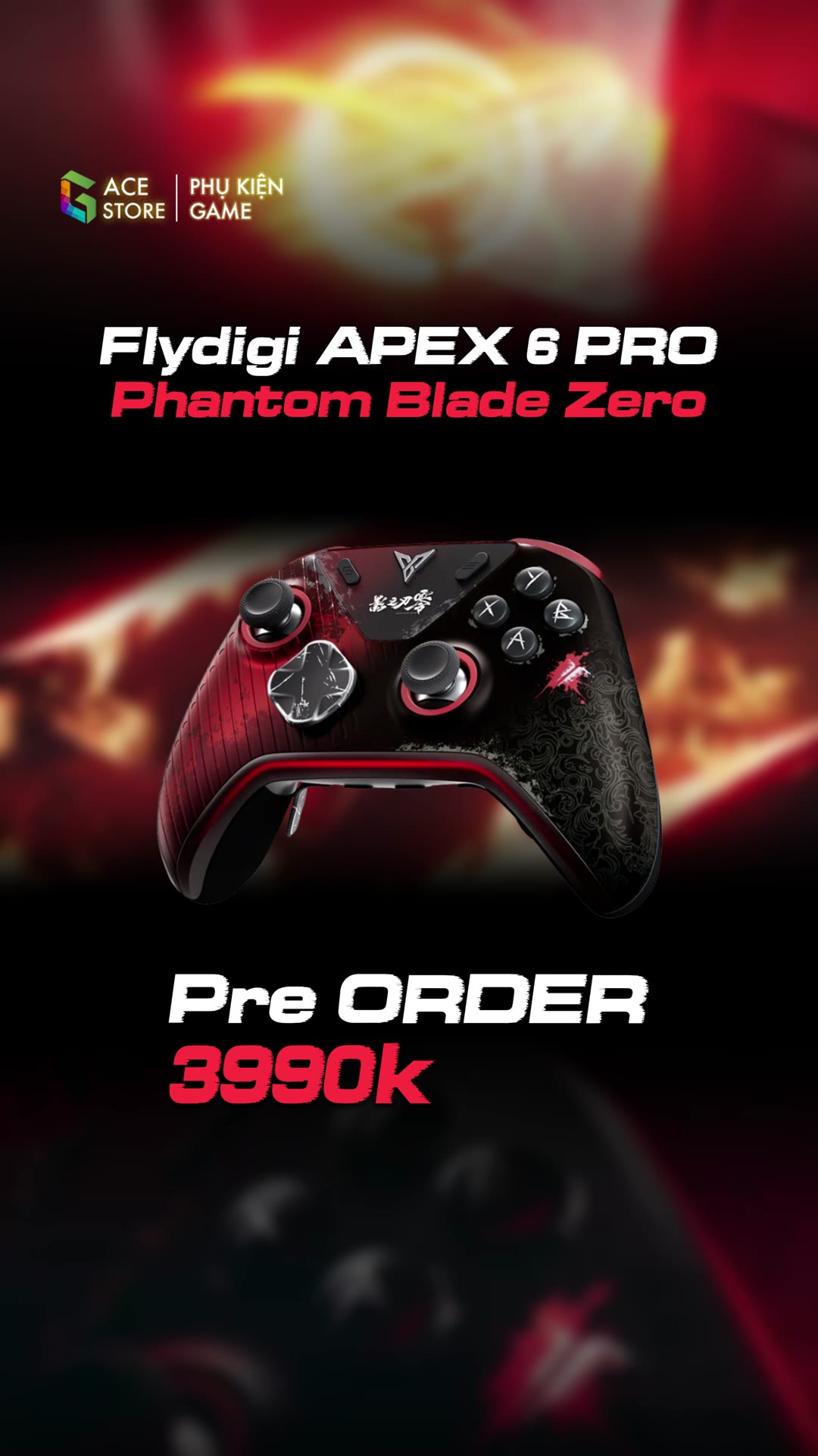 Flydigi Apex 6 Pro phiên bản Phantom Blade Zero màu đỏ đen