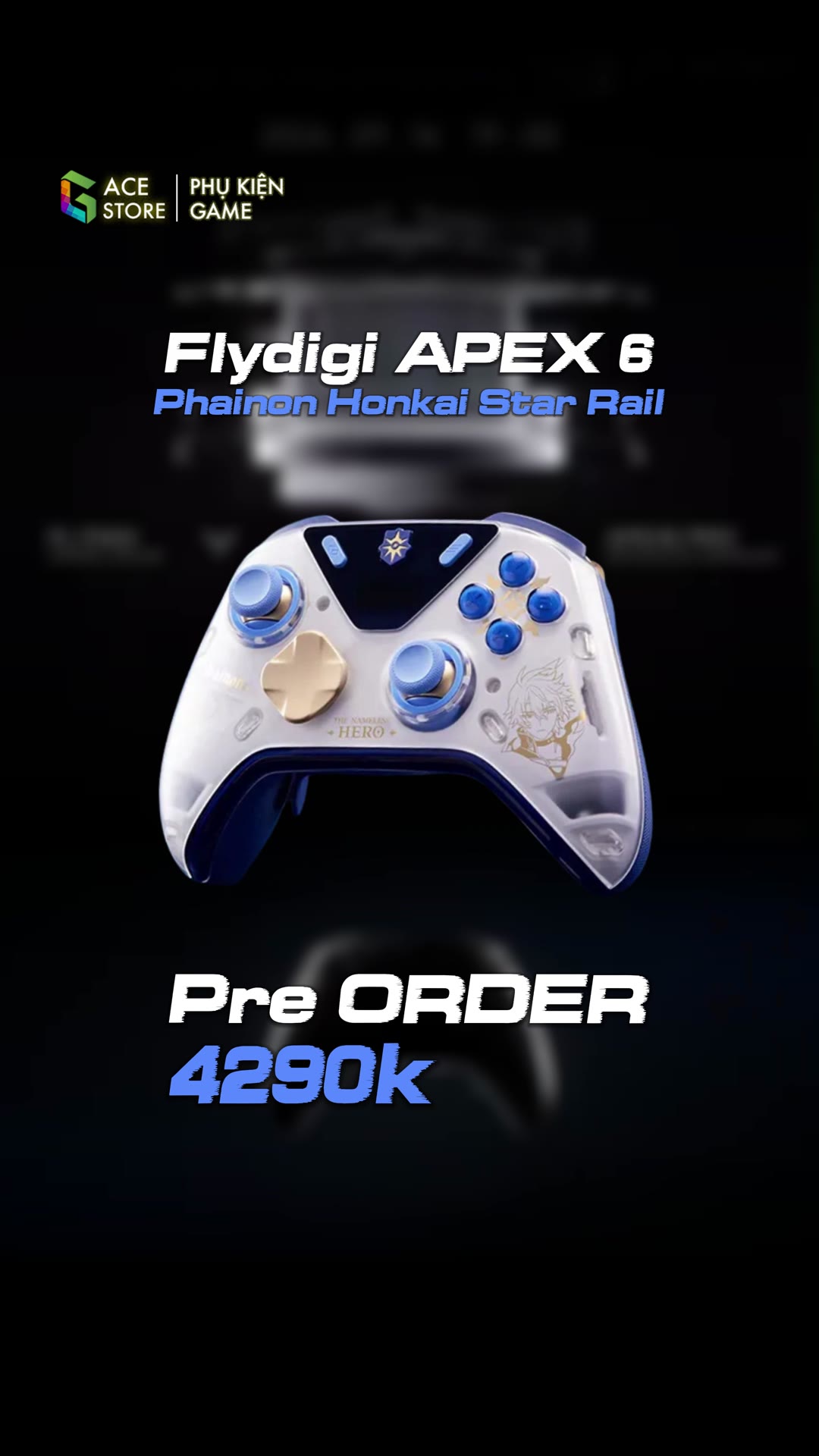 Flydigi Apex 6 Phainon phiên bản Honkai Star Rail màu trắng xanh