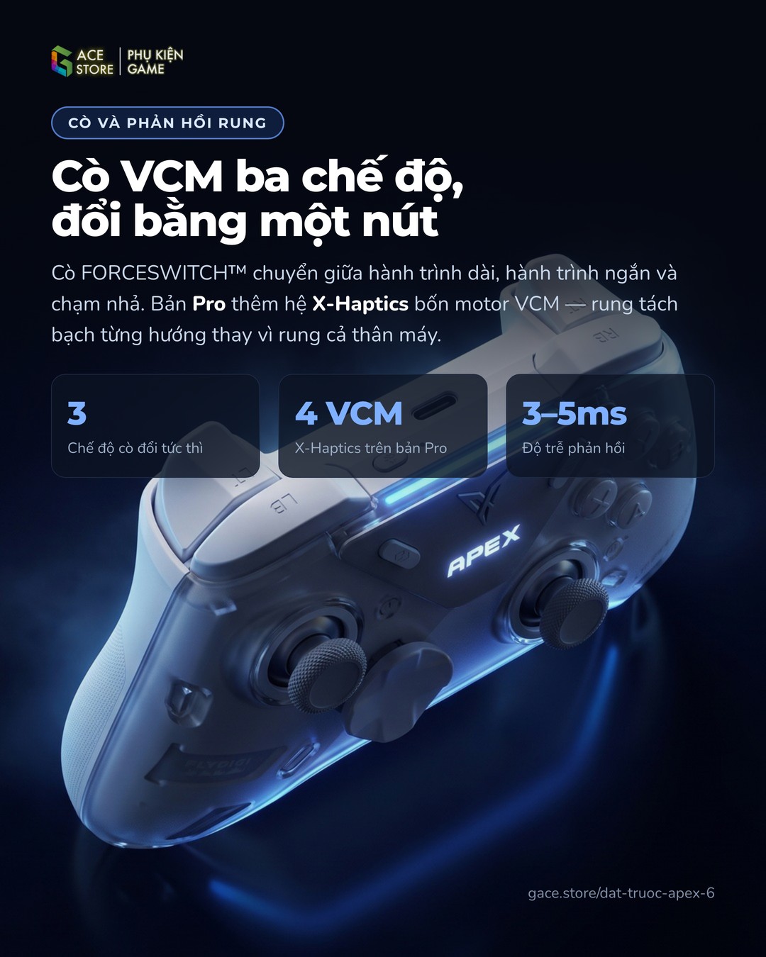 Cò VCM FORCESWITCH ba chế độ trên Flydigi Apex 6