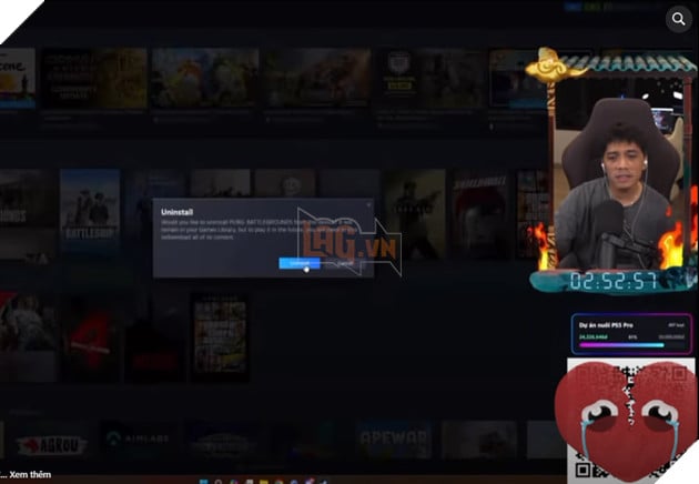 DjChip gỡ PUBG khỏi máy tính trong lúc livestream
