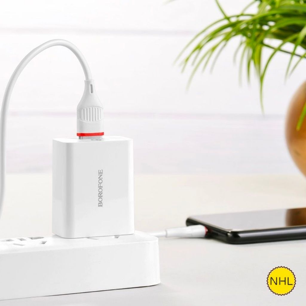 Bộ cốc cáp sạc nhanh Borofone BA21 microUSB hỗ trợ QC 3.0 công suất 18W