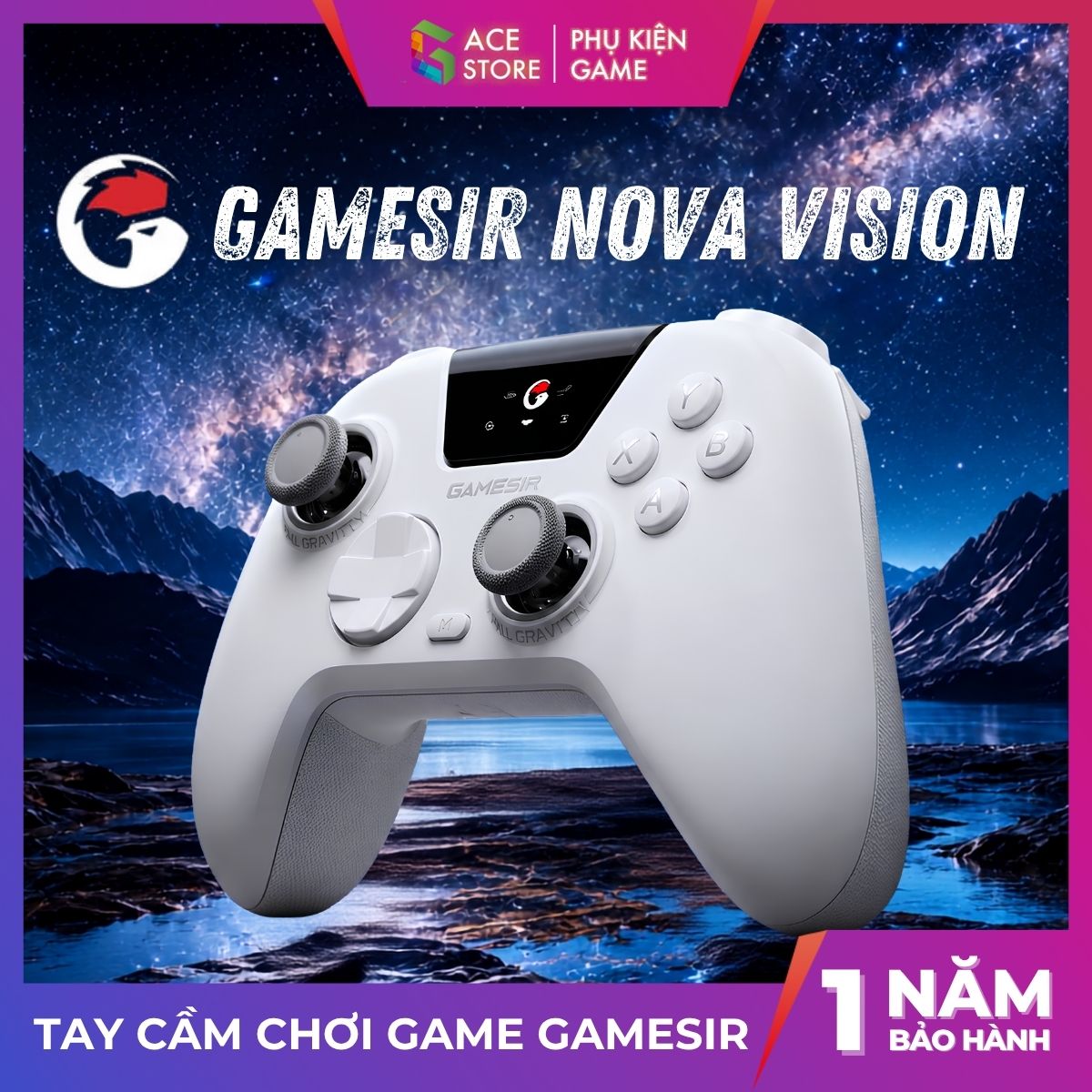 GameSir Nova Vision – Tay Cầm Gaming Không Dây Có Màn Hình | 1000Hz | Joystick Hall Chỉnh Lực | Trigger 2 Chế Độ | PC / Steam / Android / NS