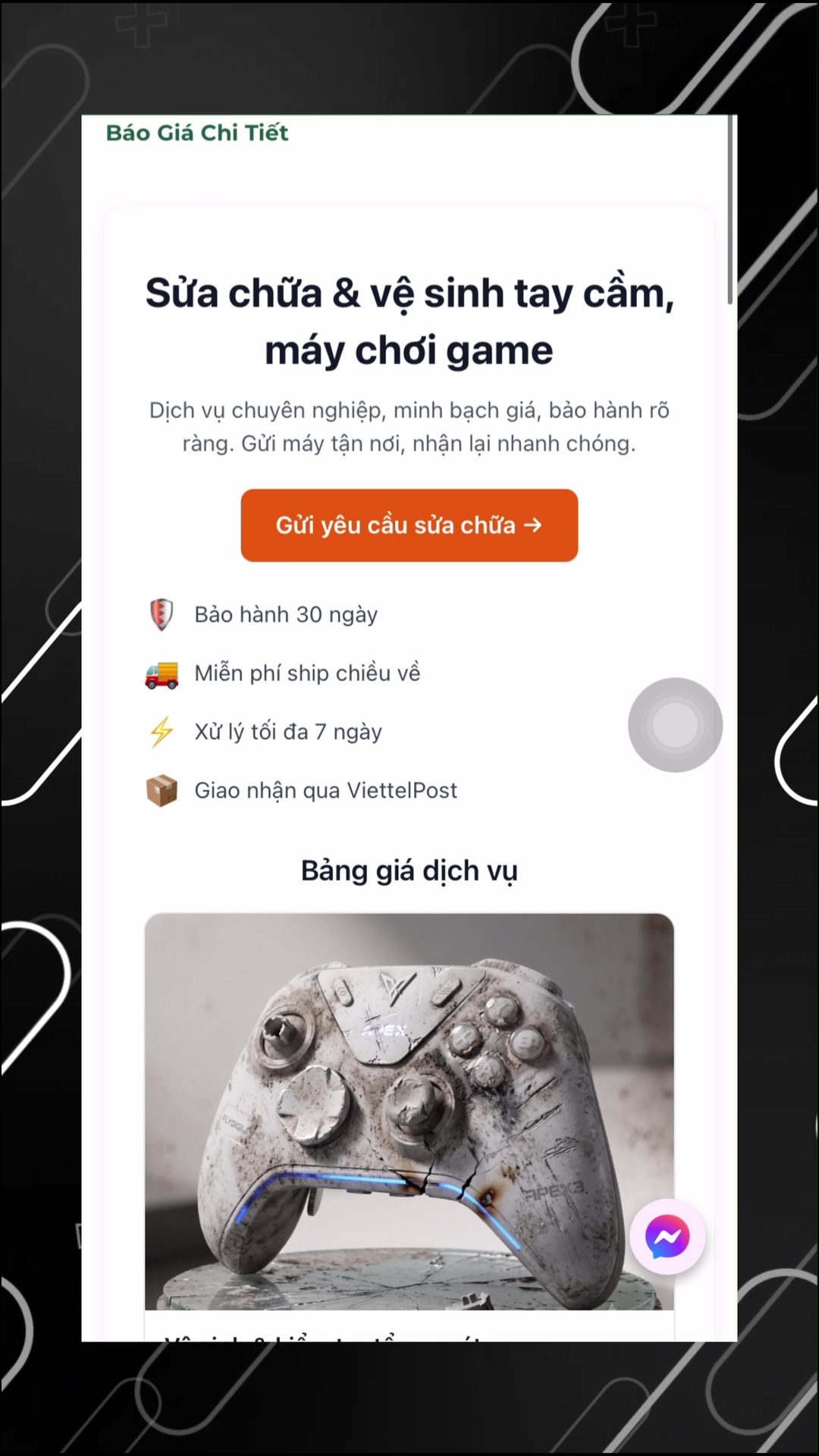 Điền thông tin yêu cầu sửa chữa