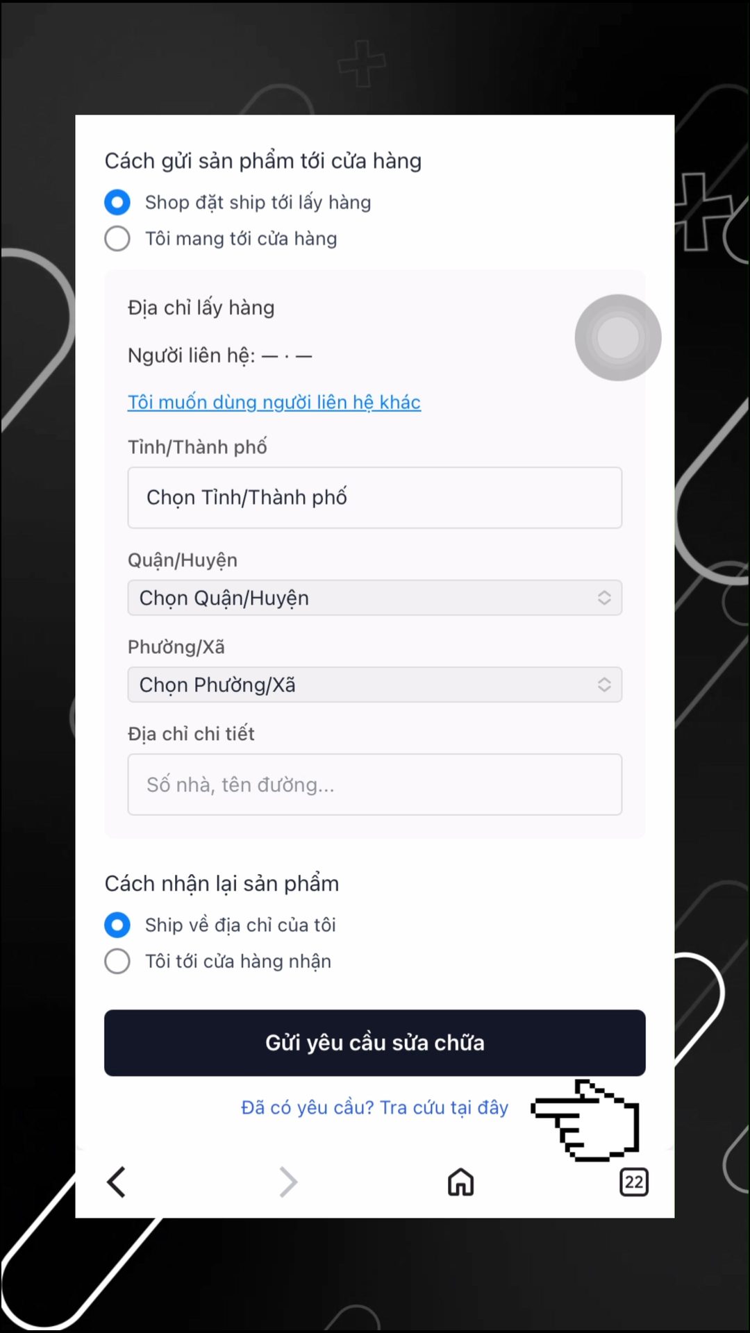 Mang tay cầm đến cửa hàng Gace