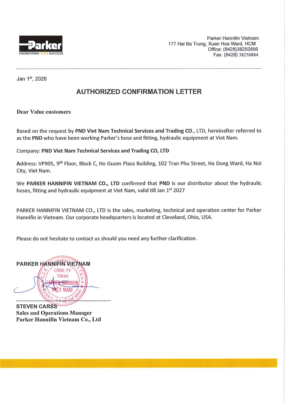 Phân Phối các sản phẩm hãng Parker chính hãng  