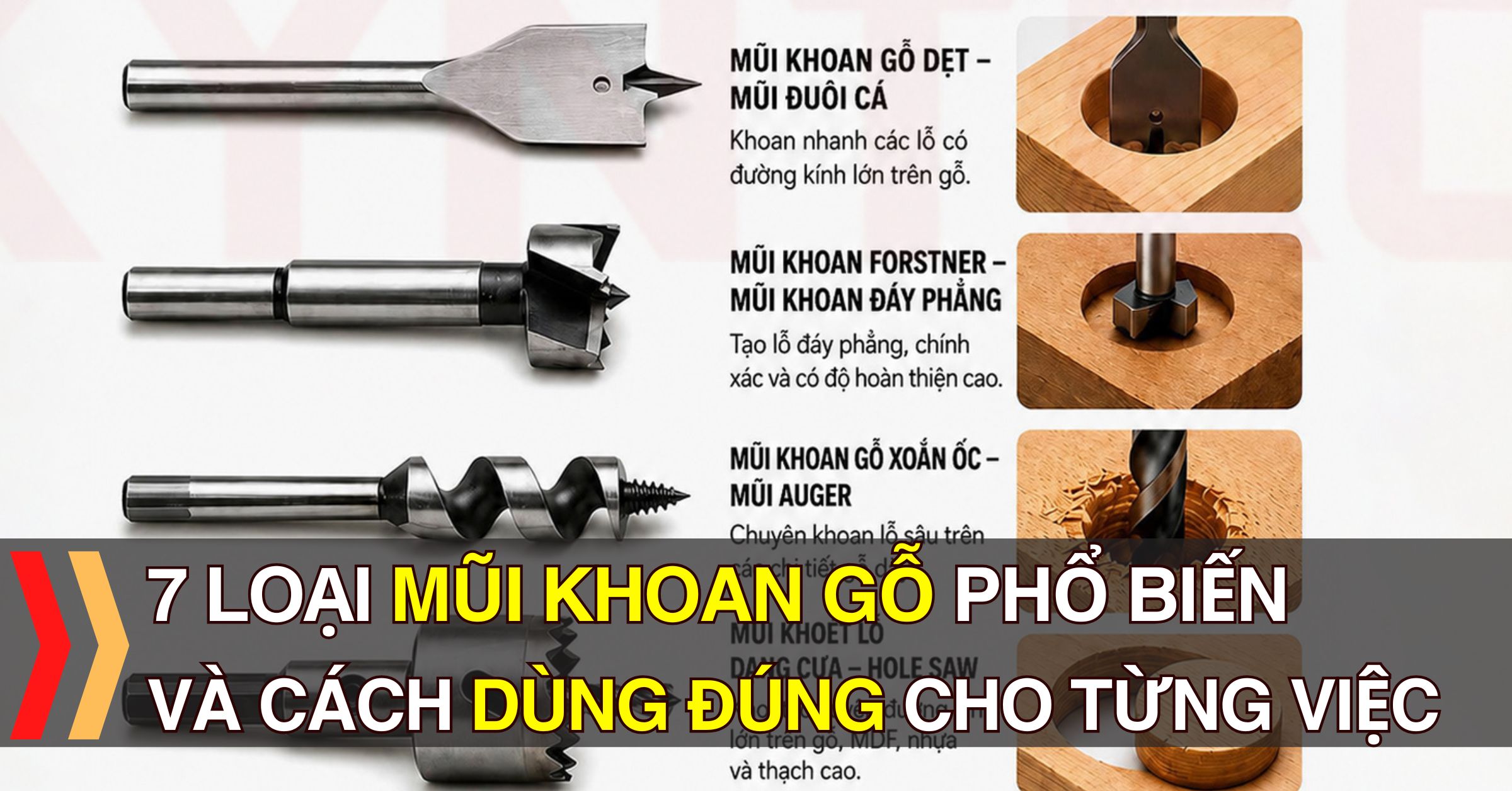 7 Loại Mũi Khoan Gỗ Phổ Biến Và Cách Dùng Đúng Cho Từng Việc