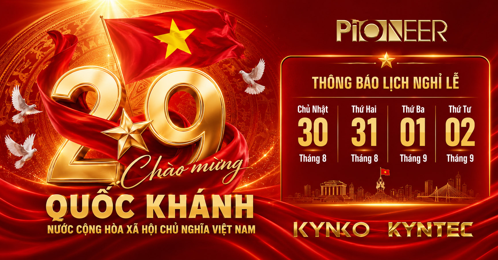 Kyntec Thông Báo Lịch Nghỉ Lễ Quốc Khánh 2/9/2026