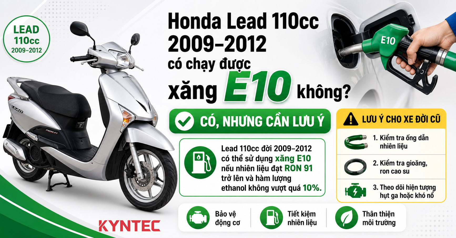 Honda Lead 110cc 2009 - 2012 Chạy Xăng E10 Được Không?