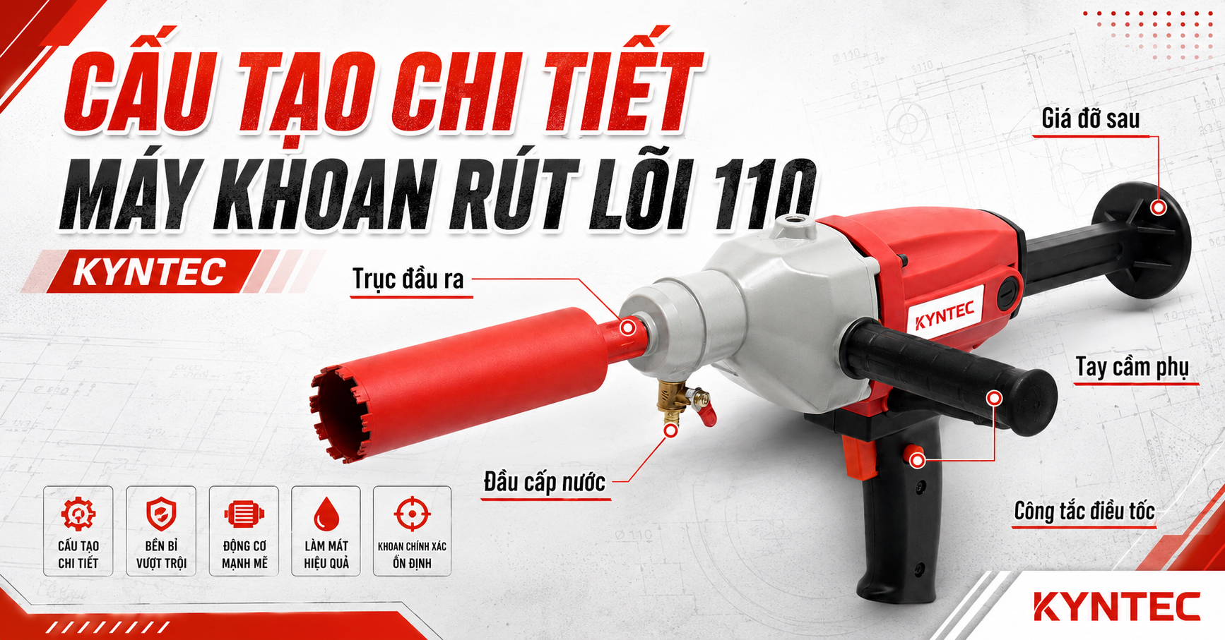 Cấu Tạo Chi Tiết Máy Khoan Rút Lõi 110: Các Bộ Phận Cần Biết