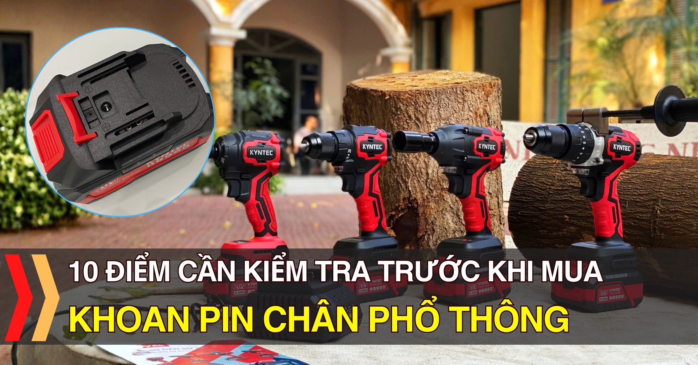 Khoan pin chân phổ thông Kyntec dùng chung pin sạc phụ kiện