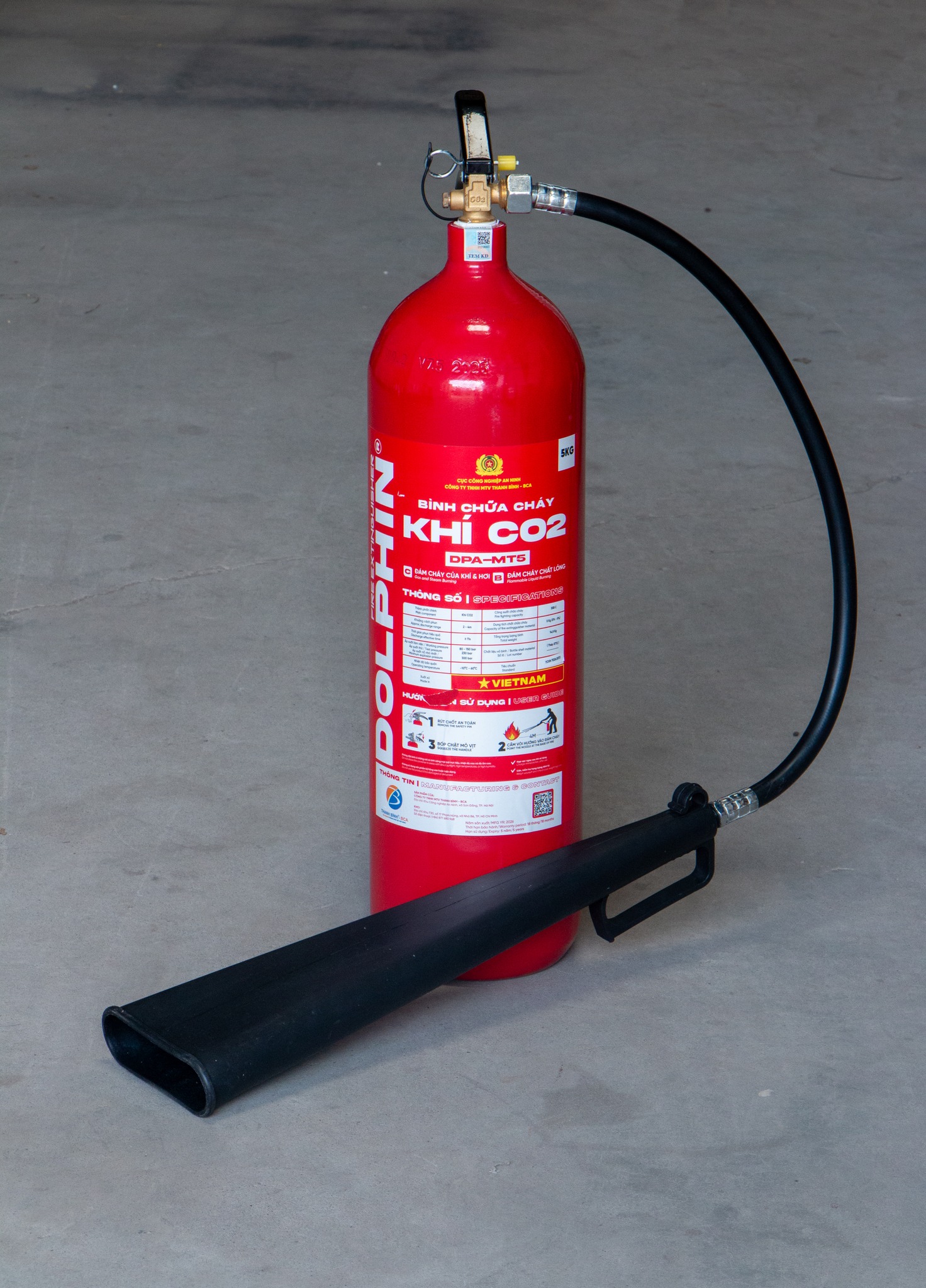 Bình Chữa Cháy Khí CO2 DPA-MT5 DOLPHIN có tem kiểm định
