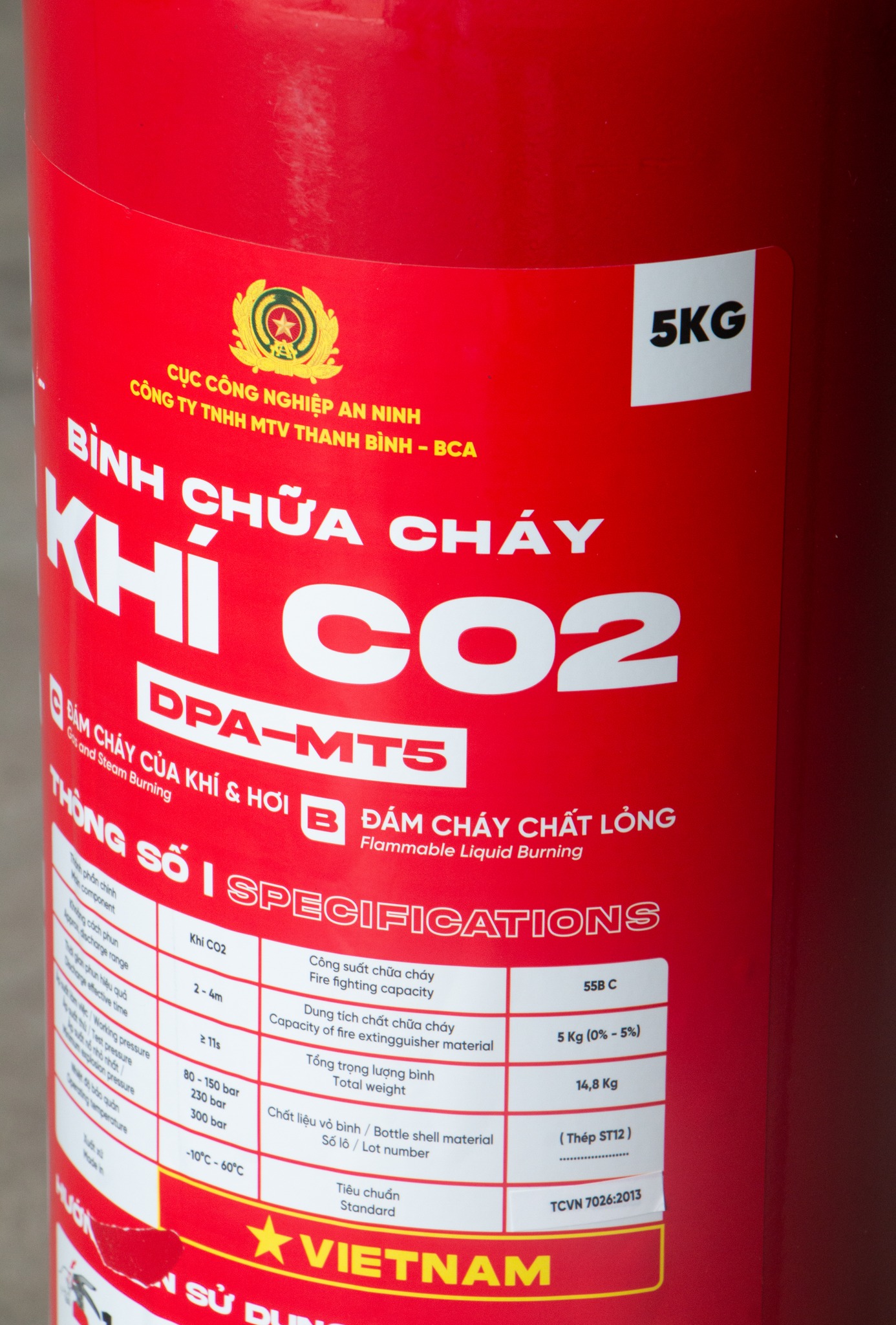 Bình Chữa Cháy Khí CO2 DPA-MT5 DOLPHIN có tem kiểm định