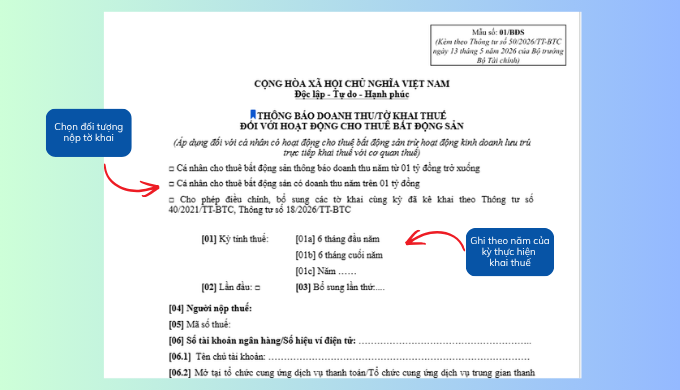 Kê khai thông tin chung người nộp thuế