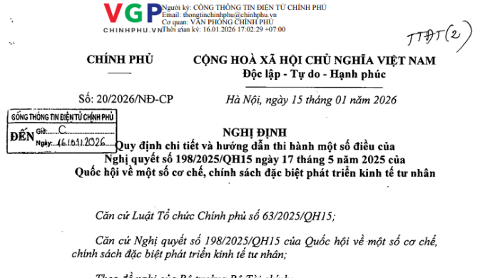 Nghị định 20/2026/NĐ-CP