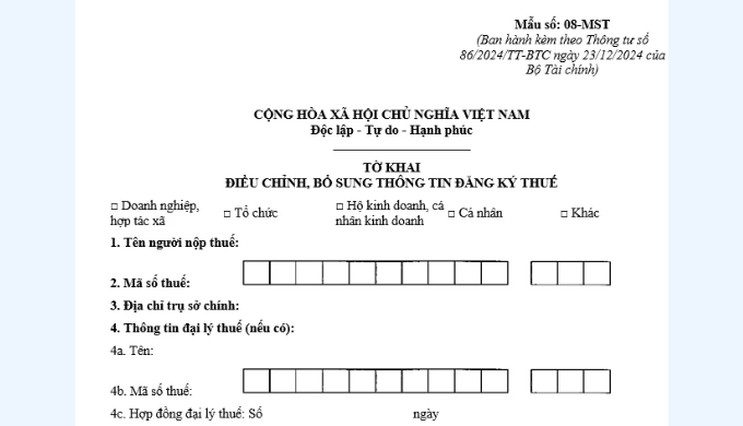 mẫu 08-MST - Thông tư 86/2024/TT-BTC