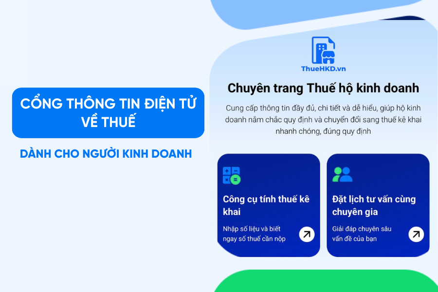 Các cổng thông tin điện tử về thuế dành cho hộ kinh doanh, cá nhân và doanh nghiệp