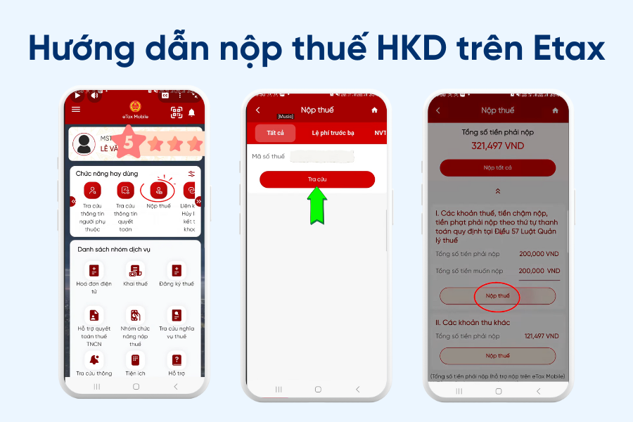 Hướng dẫn chi tiết Nộp thuế Hộ kinh doanh trên Etax Mobile