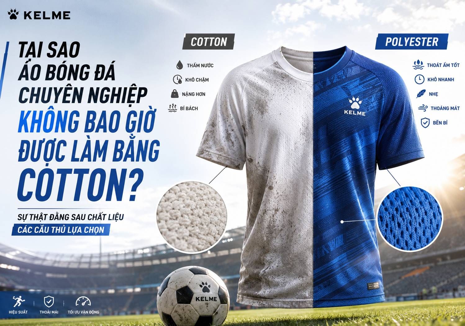 Tại Sao Áo Bóng Đá Chuyên Nghiệp Không Bao Giờ Được Làm Bằng Cotton? Sự Thật Đằng Sau Chất Liệu Được Các Cầu Thủ Chuyên Nghiệp Lựa Chọn