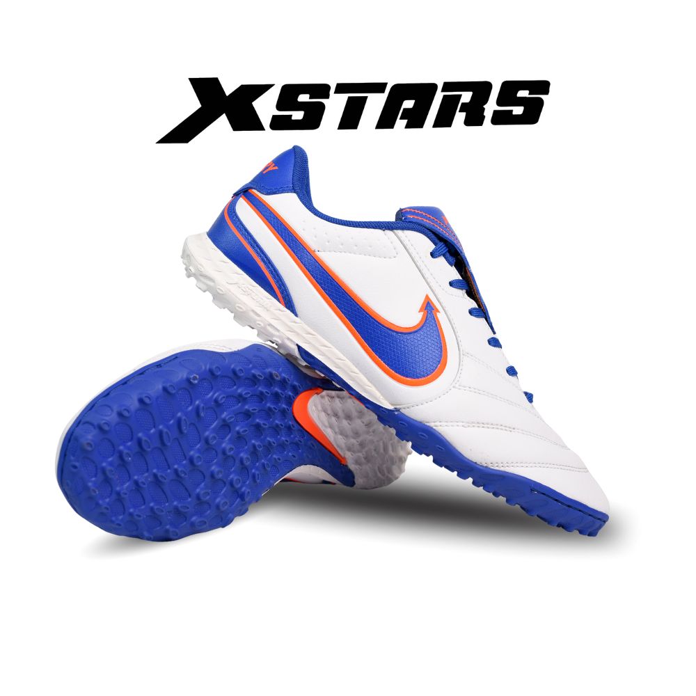 Giày Đá Banh Giá Sỉ XSTARS VICTORY Trắng Xanh Cam