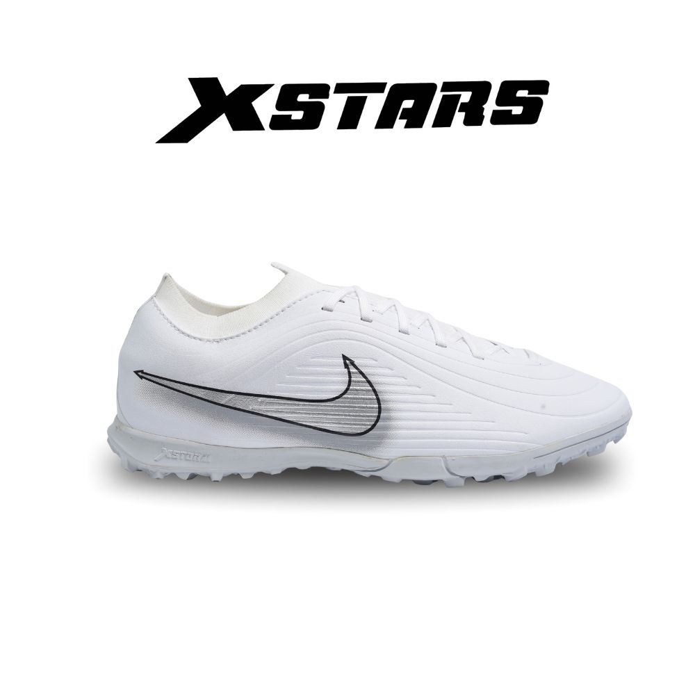 Giày Bóng Đá Xstars Timepo Cổ Dệt Trắng Bạc
