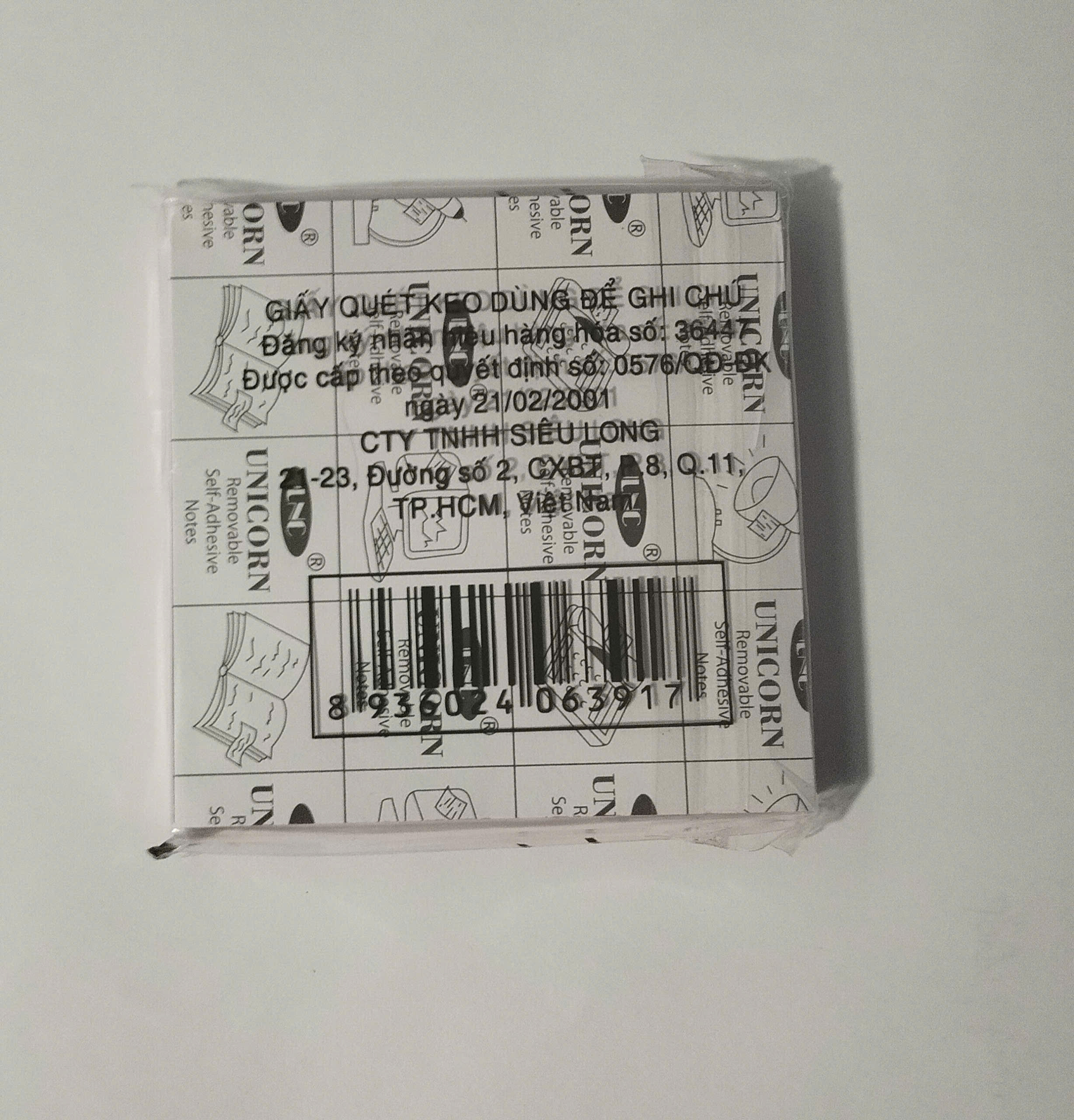 Giấy note Stick On UNC 3x3 – Giấy ghi chú vuông 7.6x7.6cm, dán tiện lợi, màu đẹp, học sinh văn phòng