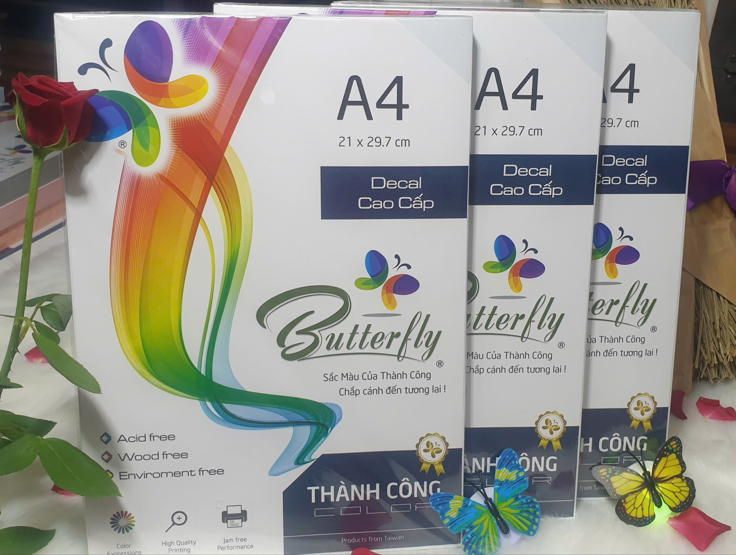 Decal Đế Xanh, Decal Đế Vàng Khổ A4 ĐL 170gsm Xấp/100 tờ – Giấy decal in tem nhãn chất lượng