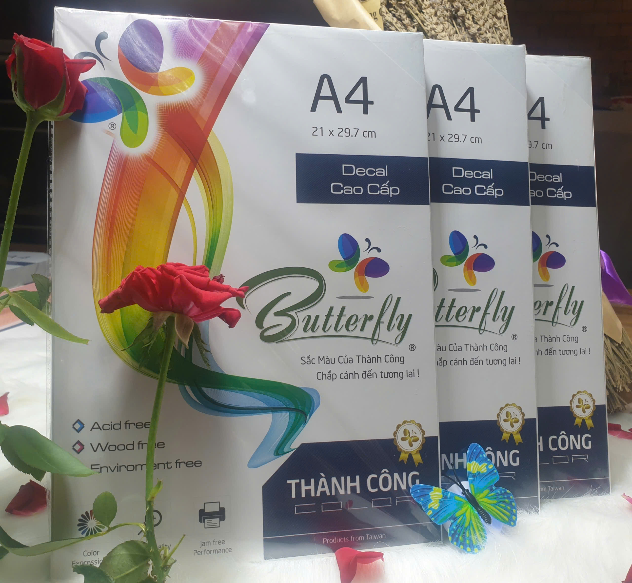 Decal Đế Xanh, Decal Đế Vàng Khổ A4 ĐL 170gsm Xấp/100 tờ – Giấy decal in tem nhãn chất lượng