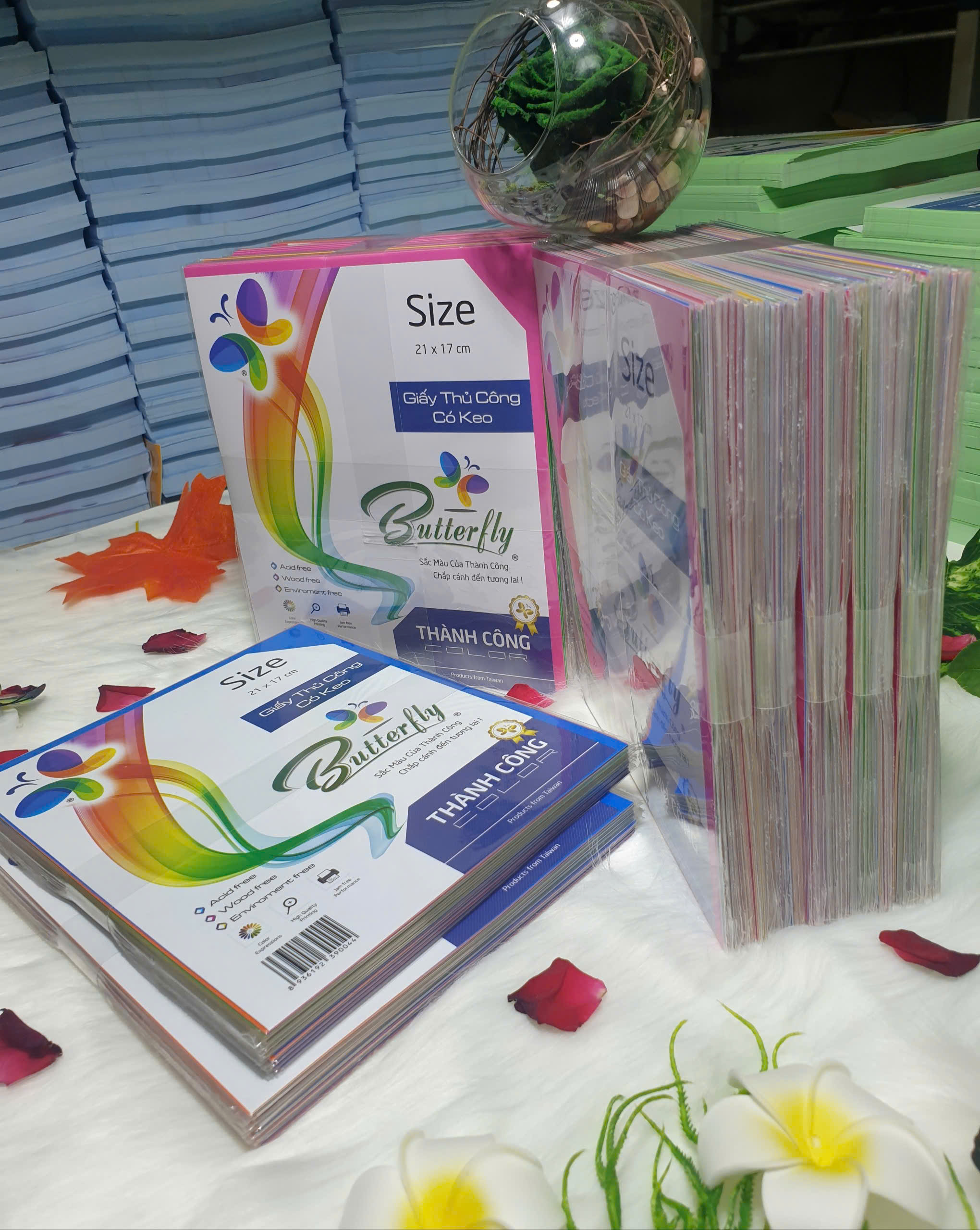 Giấy Thủ Công A4 ĐL 75gsm 1 Bịch 7 Tờ (7 Màu, Keo, Không Keo) – Giấy thủ công học sinh, sáng tạo