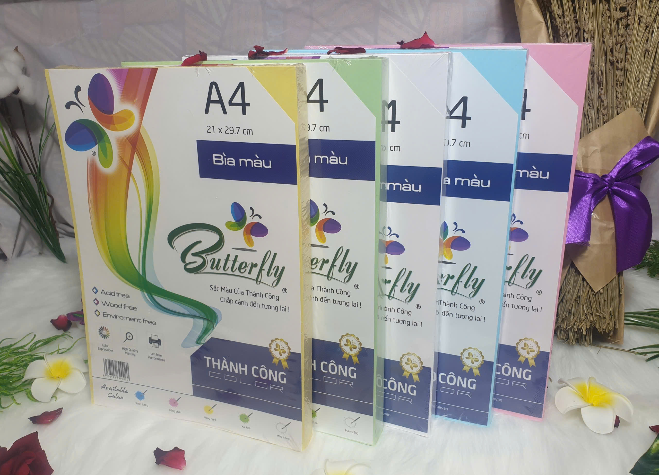 Bìa Thái, Bìa Fo Màu Khổ A4 ĐL 70gsm, 80gsm Đủ Màu Xấp 500 tờ – Giấy bìa màu cho văn phòng và học tập