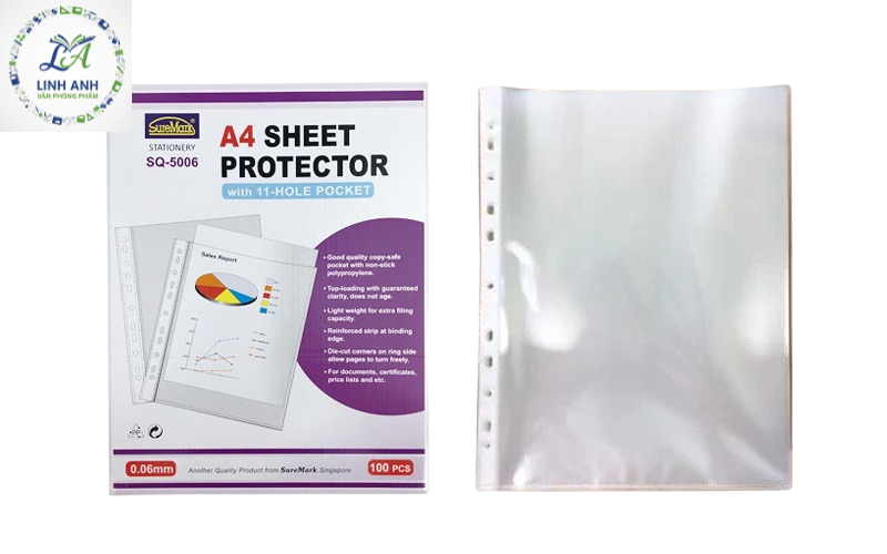 Bìa nhựa lưu hồ sơ loại mỏng - Suremark SQ5006( Bìa lỗ)