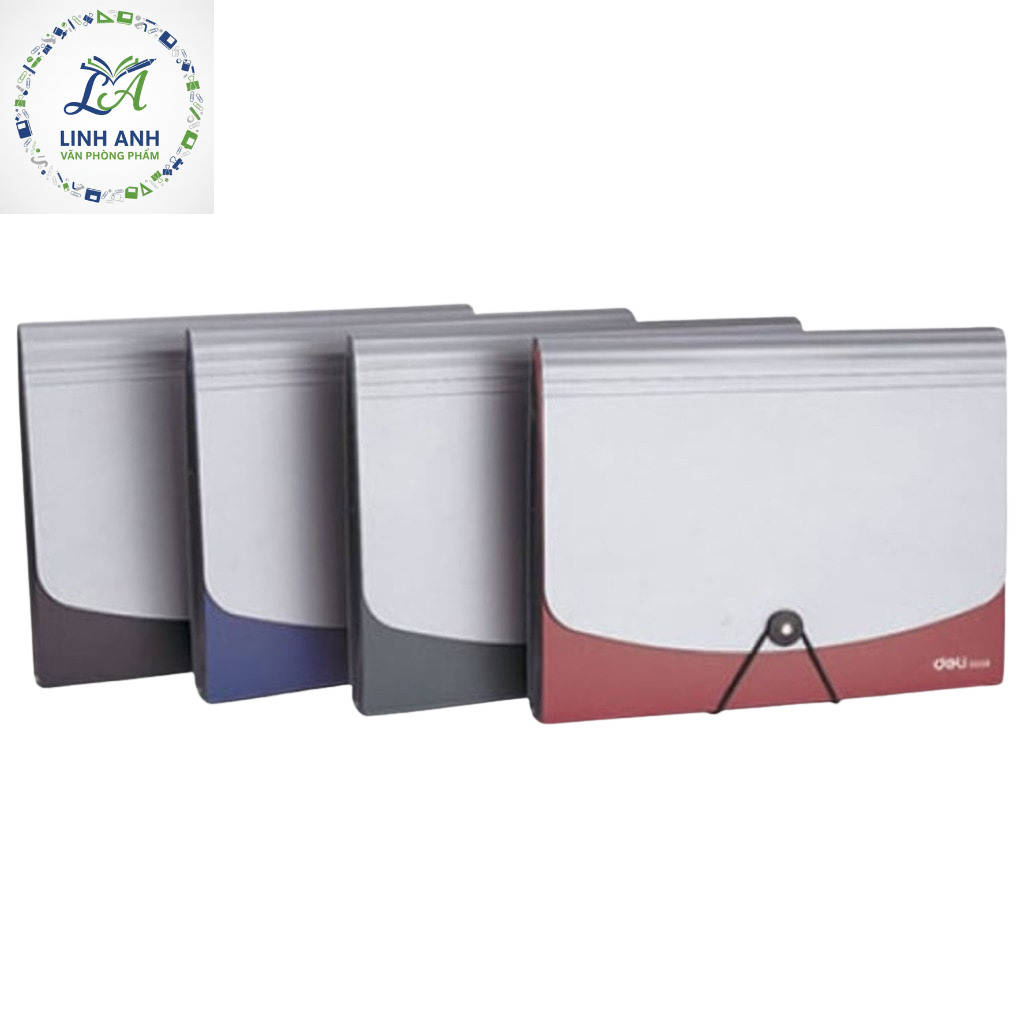 Cặp tài liệu nút bóng 5558 - Bìa 12 ngăn Deli