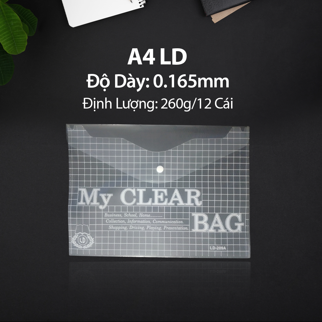 Bìa 1 Nút My Clear A4 LD NB – Xấp 12 Cái (T/840)
