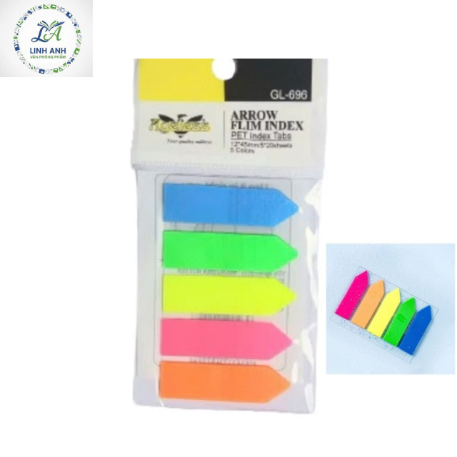 Miếng dán nhựa mũi tên 5 màu 696 - Giấy note 5 màu nhựa Eagless