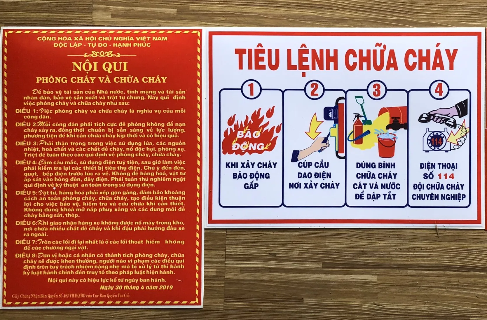 Nội quy chữa cháy/tiêu lệnh chữa cháy( thép)