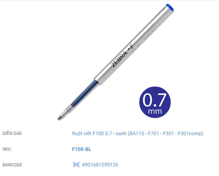 Ruột viết F301 xanh CH (H/12)
