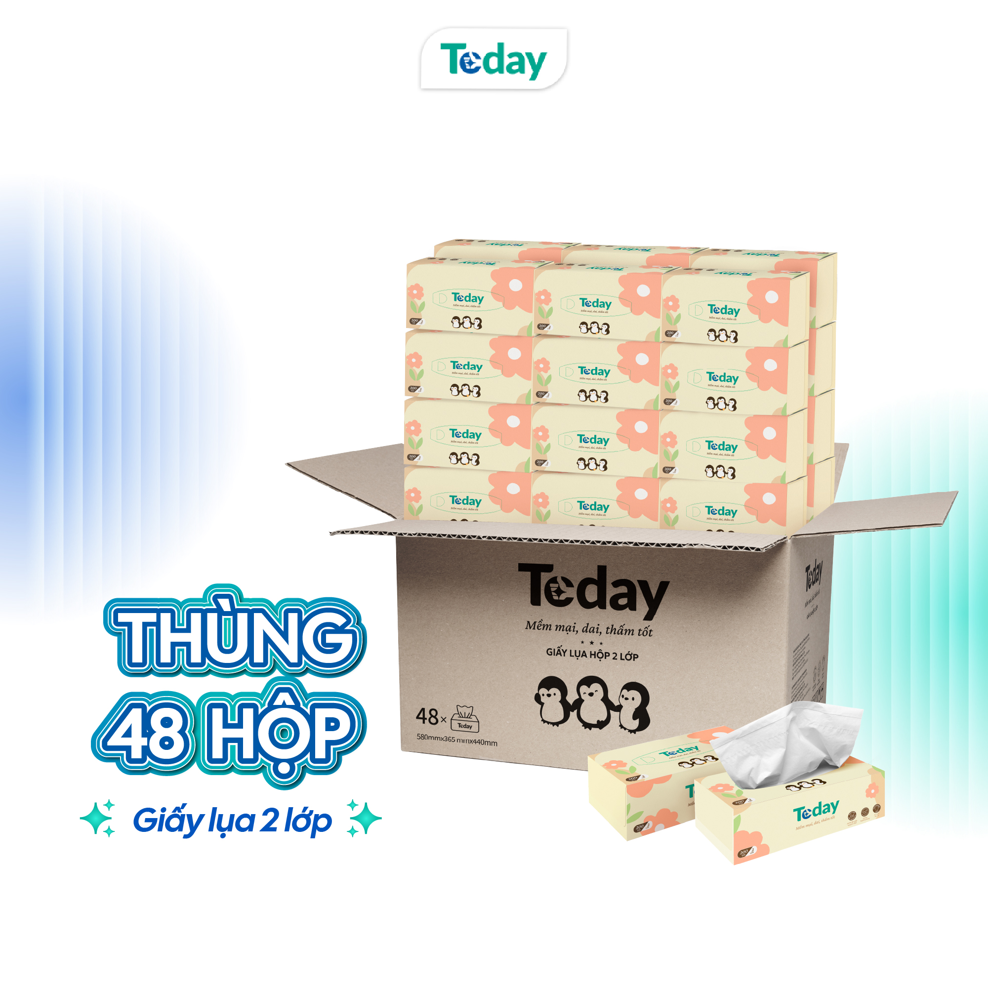 [Hộp 100 Tờ] Khăn Giấy Lụa TODAY 2 Lớp
