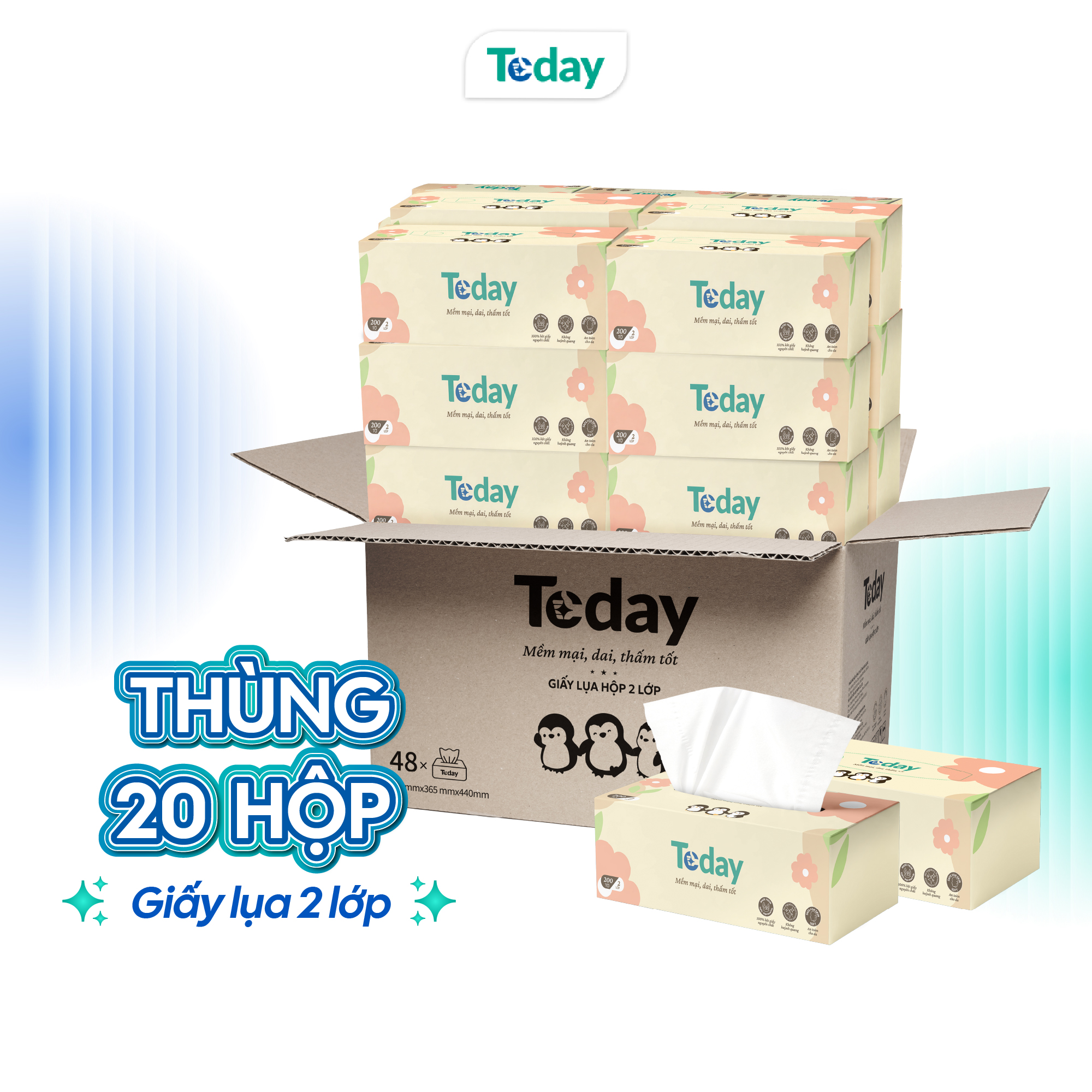 [Hộp 200 Tờ] Khăn Giấy Lụa TODAY 2 Lớp