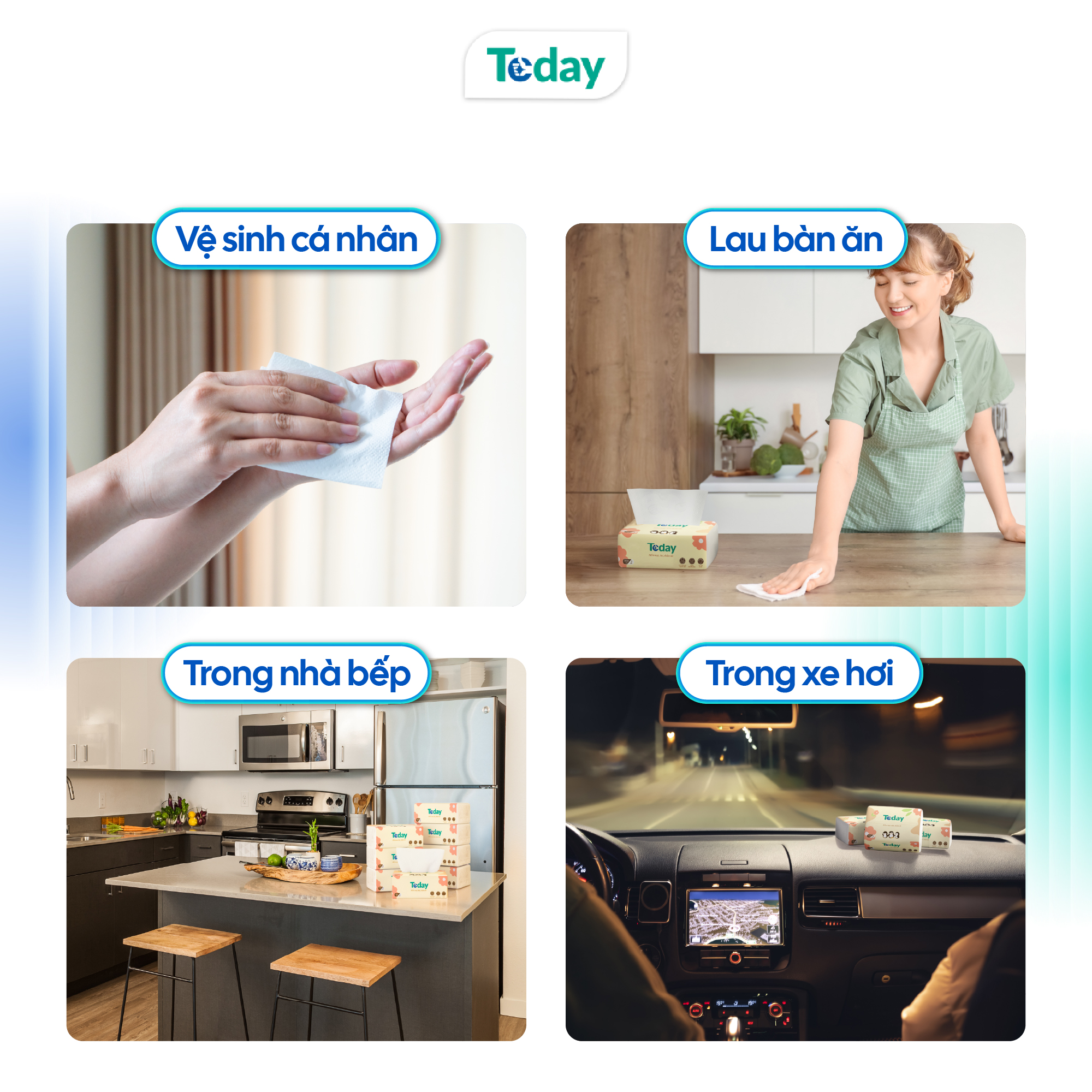 [Gói 100 Tờ] Khăn Giấy Ăn Lụa Rút TODAY 3 Lớp