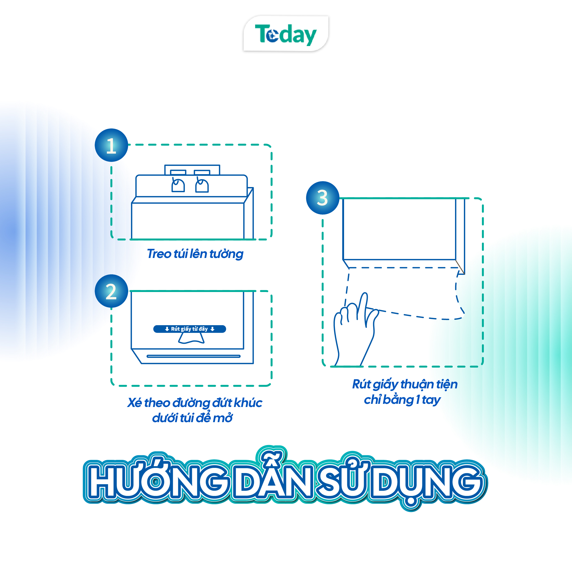[Túi 1280 Tờ] Khăn Giấy Rút Treo Tường TODAY 4 Lớp - Size Lớn