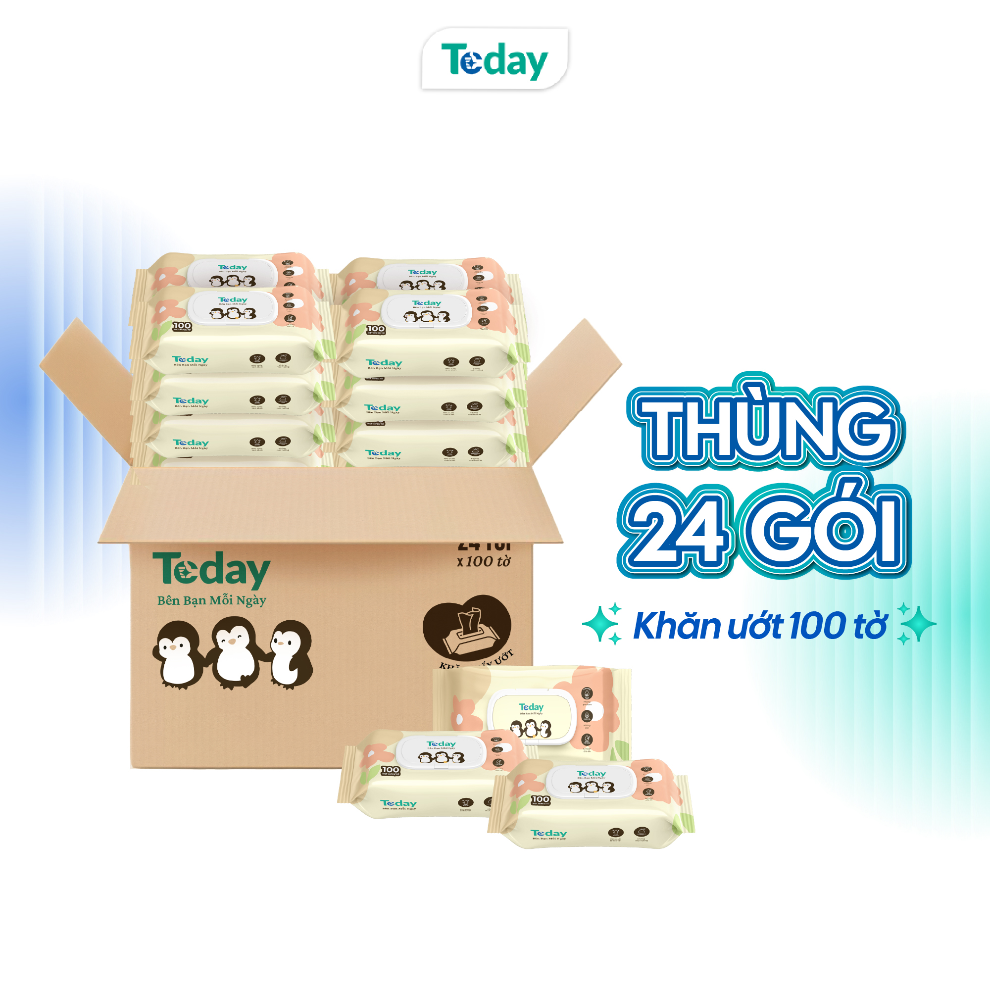 [Gói 100 Tờ] Khăn Ướt TODAY Cao Cấp