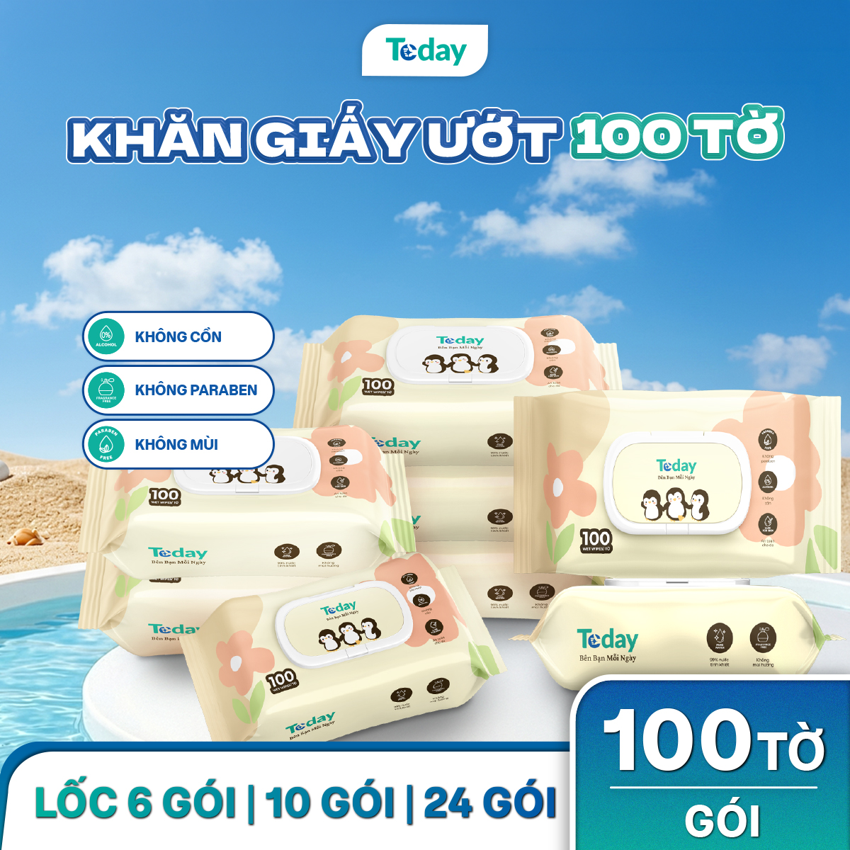 [Gói 100 Tờ] Khăn Ướt TODAY Cao Cấp
