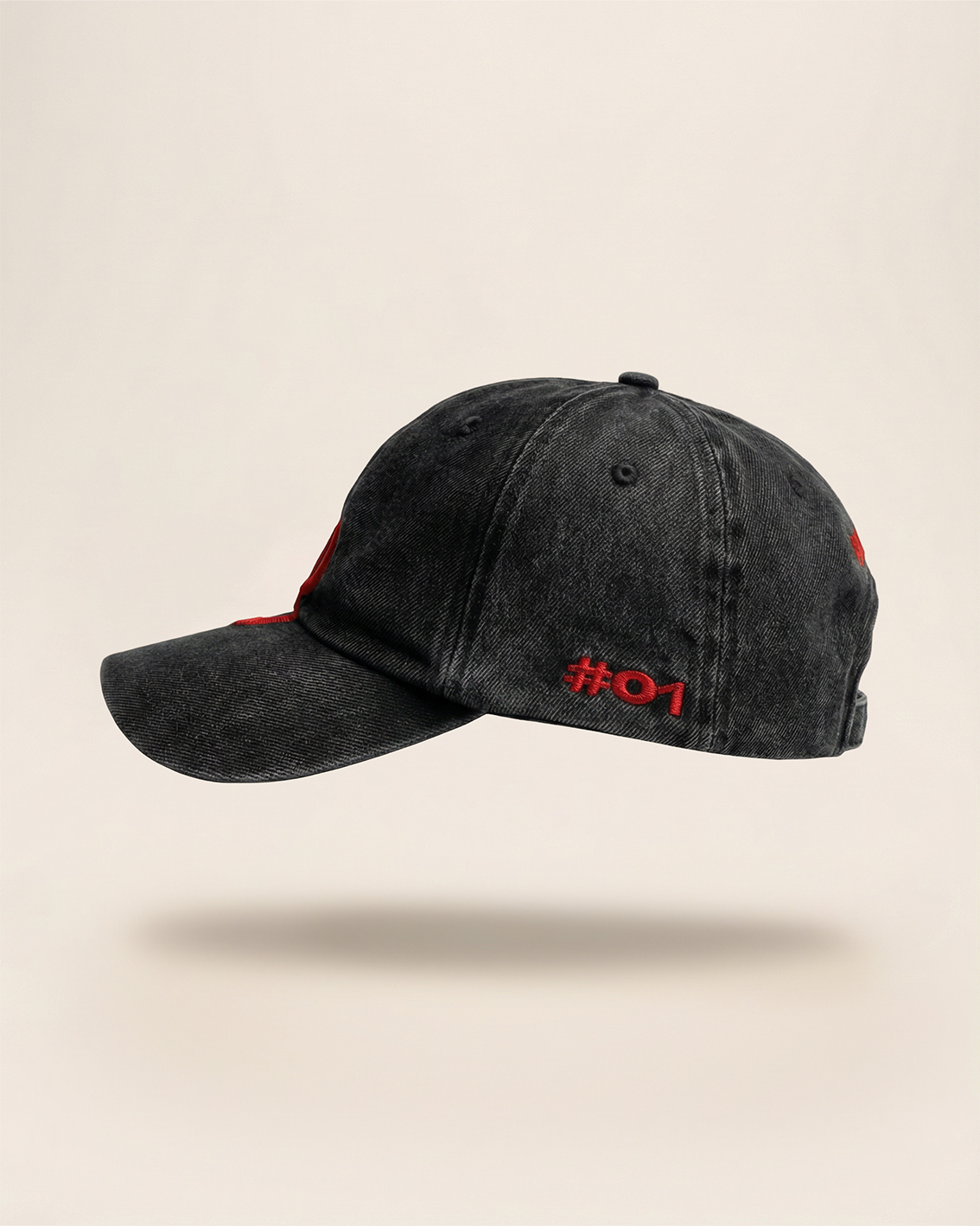 BLACK WASHED DENIM BASEBALL CAP