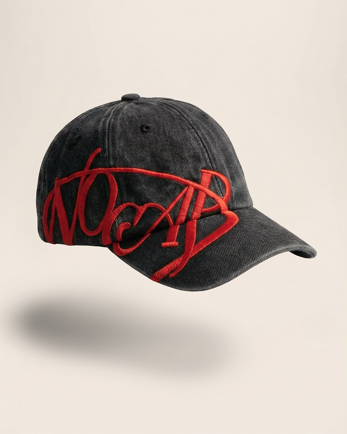 BLACK WASHED DENIM BASEBALL CAP