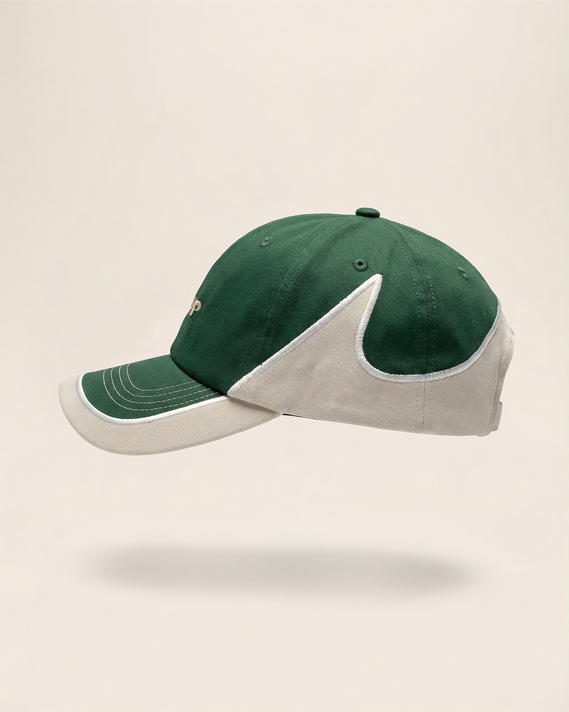 GREEN & BEIGE KHAKI BASEBALL CAP